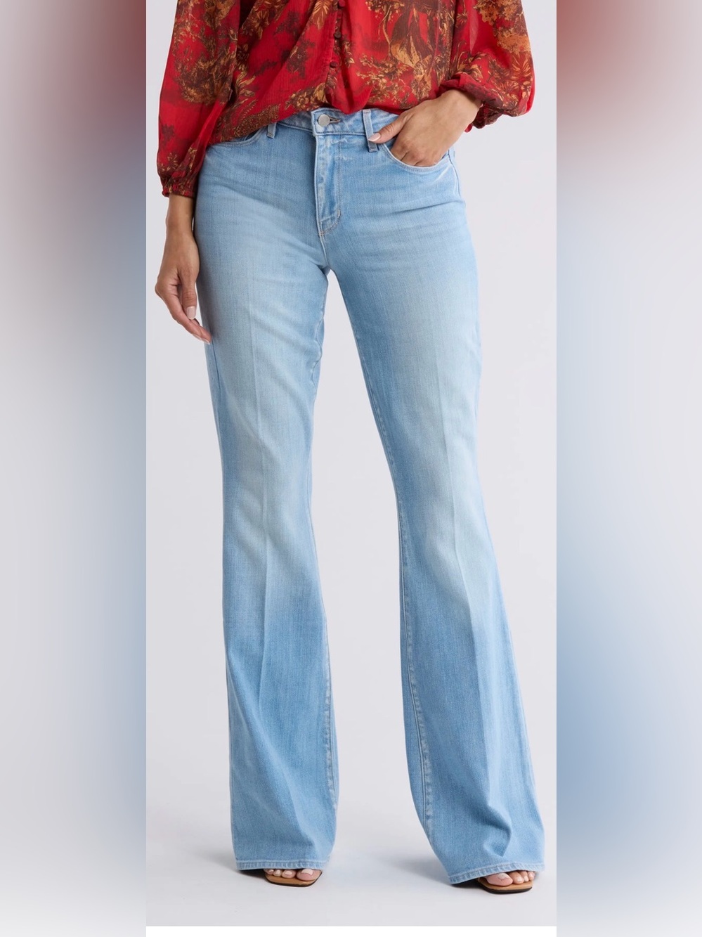 NWT L’AGENCE Bell High Rise Flare Jeans Blue Cloud Size 28
